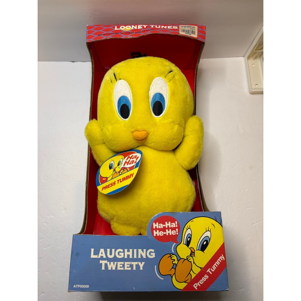 Vintage 1998 Warner Bros Studio Laughing Tweety Bird Plush Looney Tunes Box - Picture 3 of 9